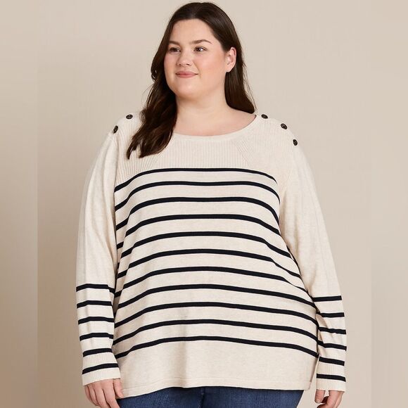 NEW Liz Claiborne Lightweight Striped Sweater Top, Plus Size 3X - Picture 1 of 9